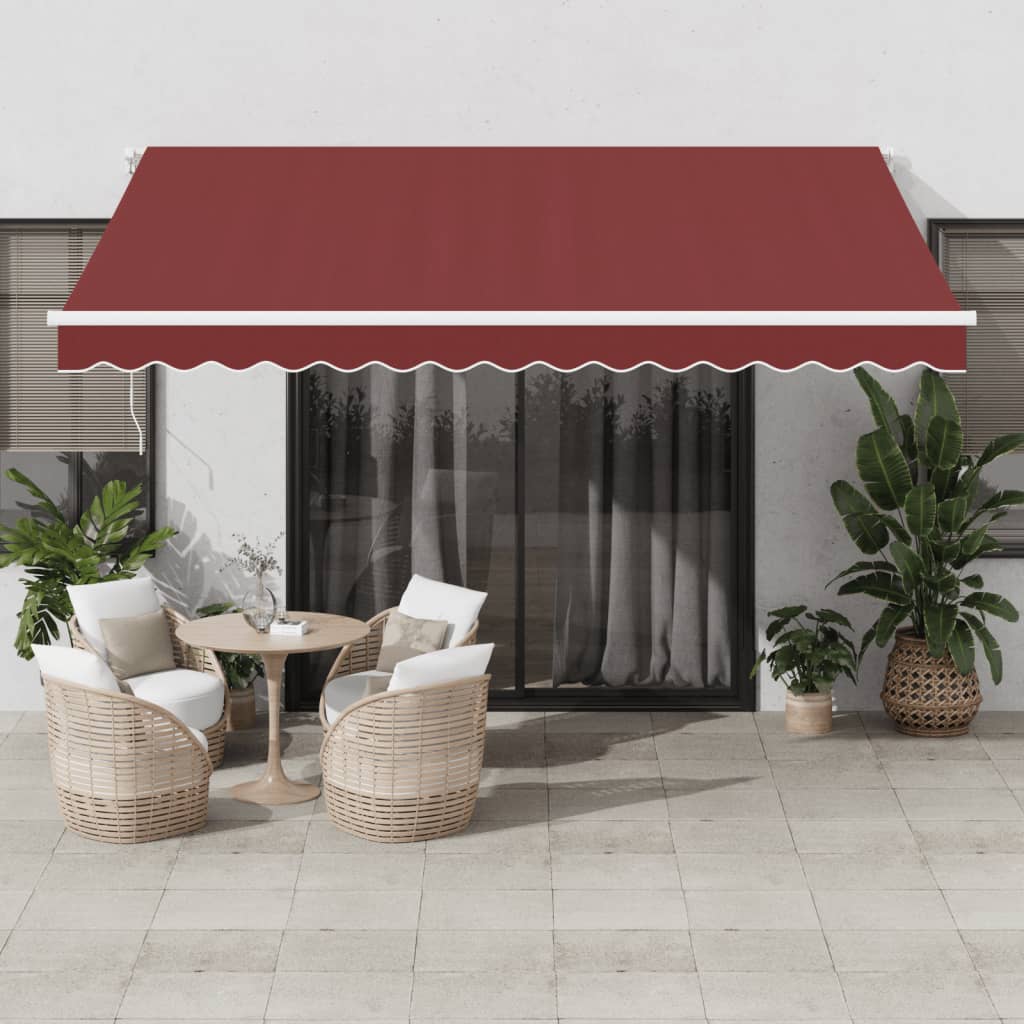 VidaXL Markise manuell ausziehbar mit LED 400x300 cm burgunderrot