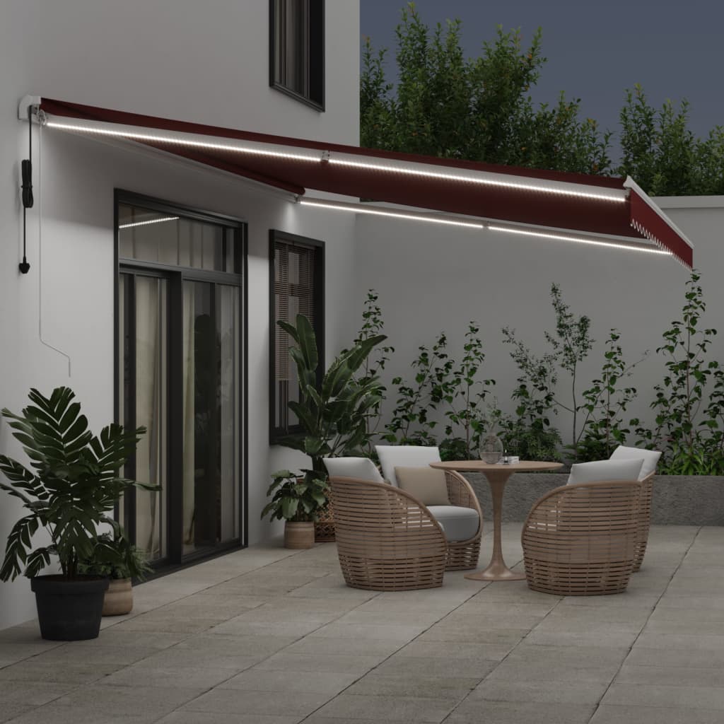 VidaXL Markise automatisch ausziehbar mit LED 600x300 cm bordeauxrot