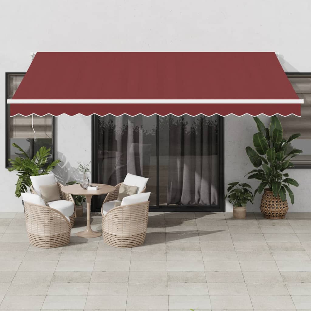 VidaXL Markise manuell ausziehbar mit LED 450x350 cm burgunderrot