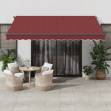 VidaXL Markise manuell ausziehbar mit LEDs 400x350 cm burgunderrot