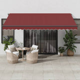 VidaXL Markise manuell ausziehbar mit LEDs 450x350 cm burgunderrot