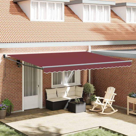 Vidaxl luifel handmatig uittrekbaar 450x300 cm bordeauxrood