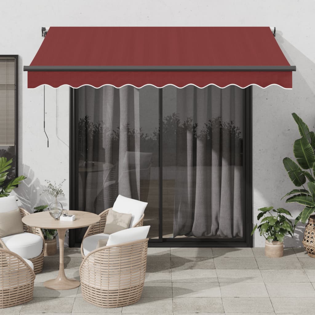 VidaXL Markise manuell ausziehbar mit LEDs 300x250 cm burgunderrot