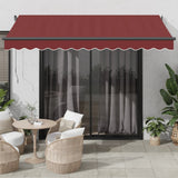 VidaXL Markise manuell ausziehbar mit LEDs 350x250 cm burgunderrot