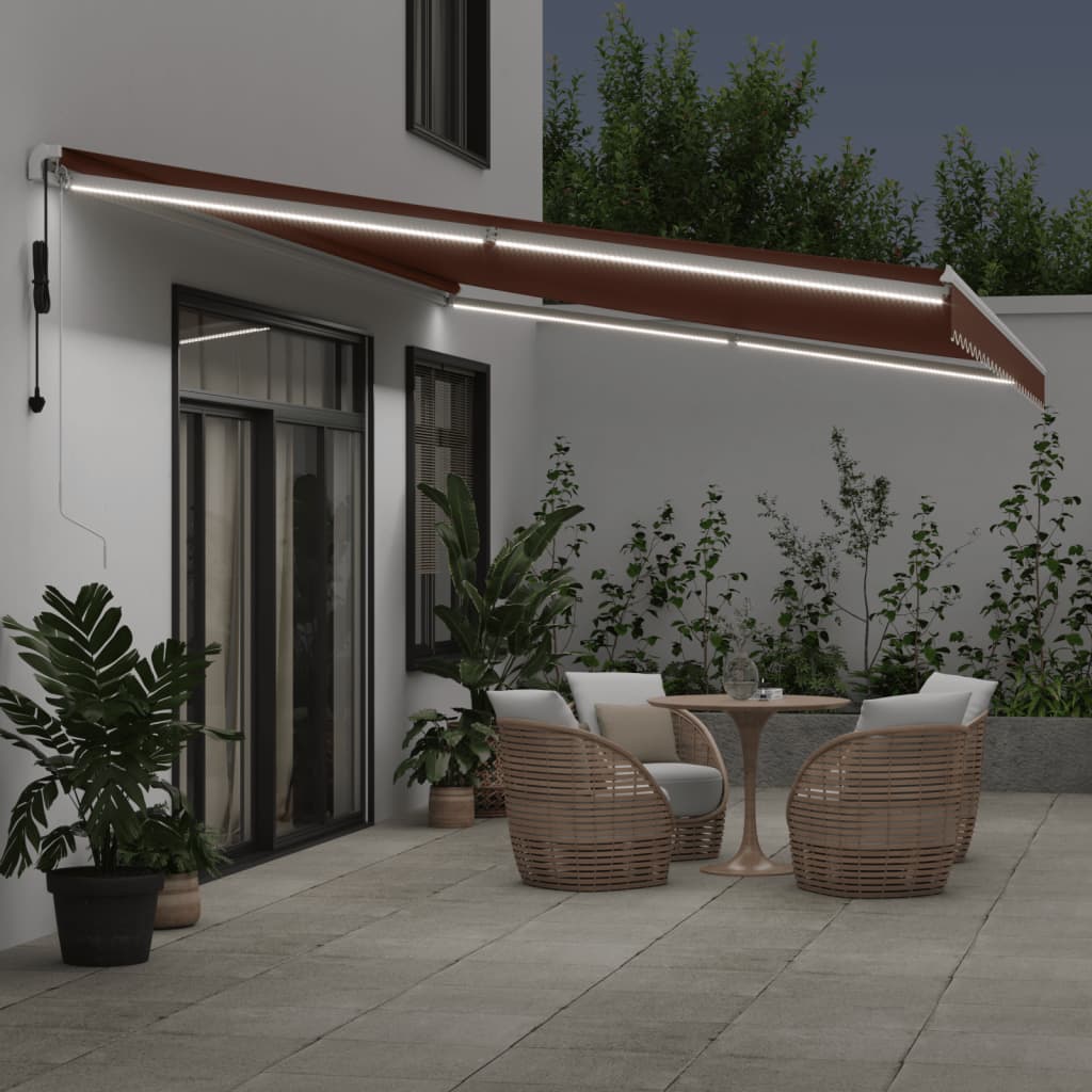 VidaXL Markise automatisch ausziehbar mit LED 600x300 cm braun