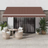 VidaXL Markise manuell ausziehbar mit LED 400x350 cm braun