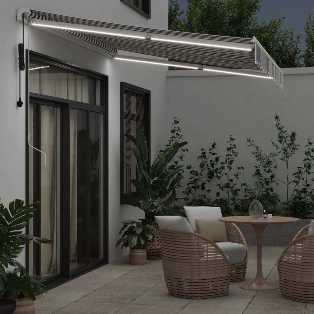 VidaXL Markise automatisch ausziehbar LED 350x250 cm Anthrazit und Weiß