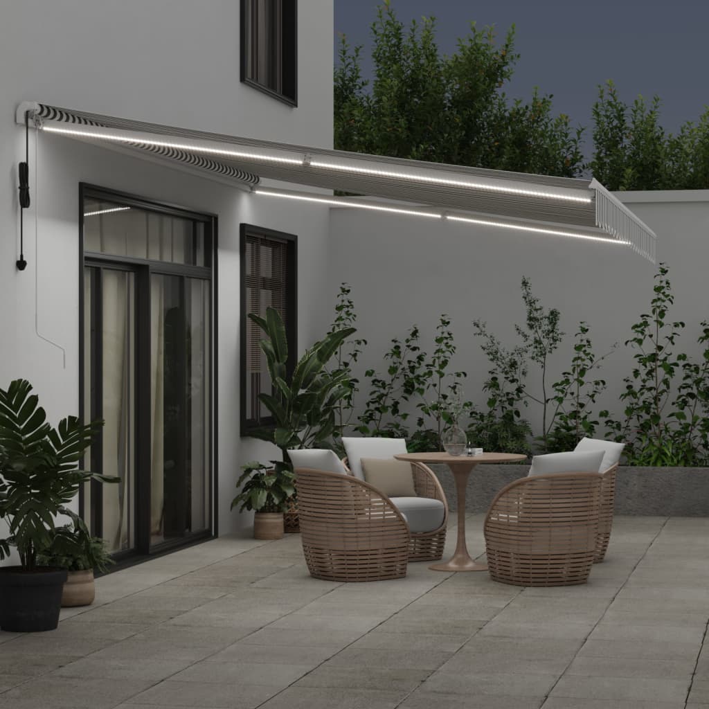 VidaXL Markise automatisch ausfahrbar LED 500x300 cm Anthrazit und Weiß