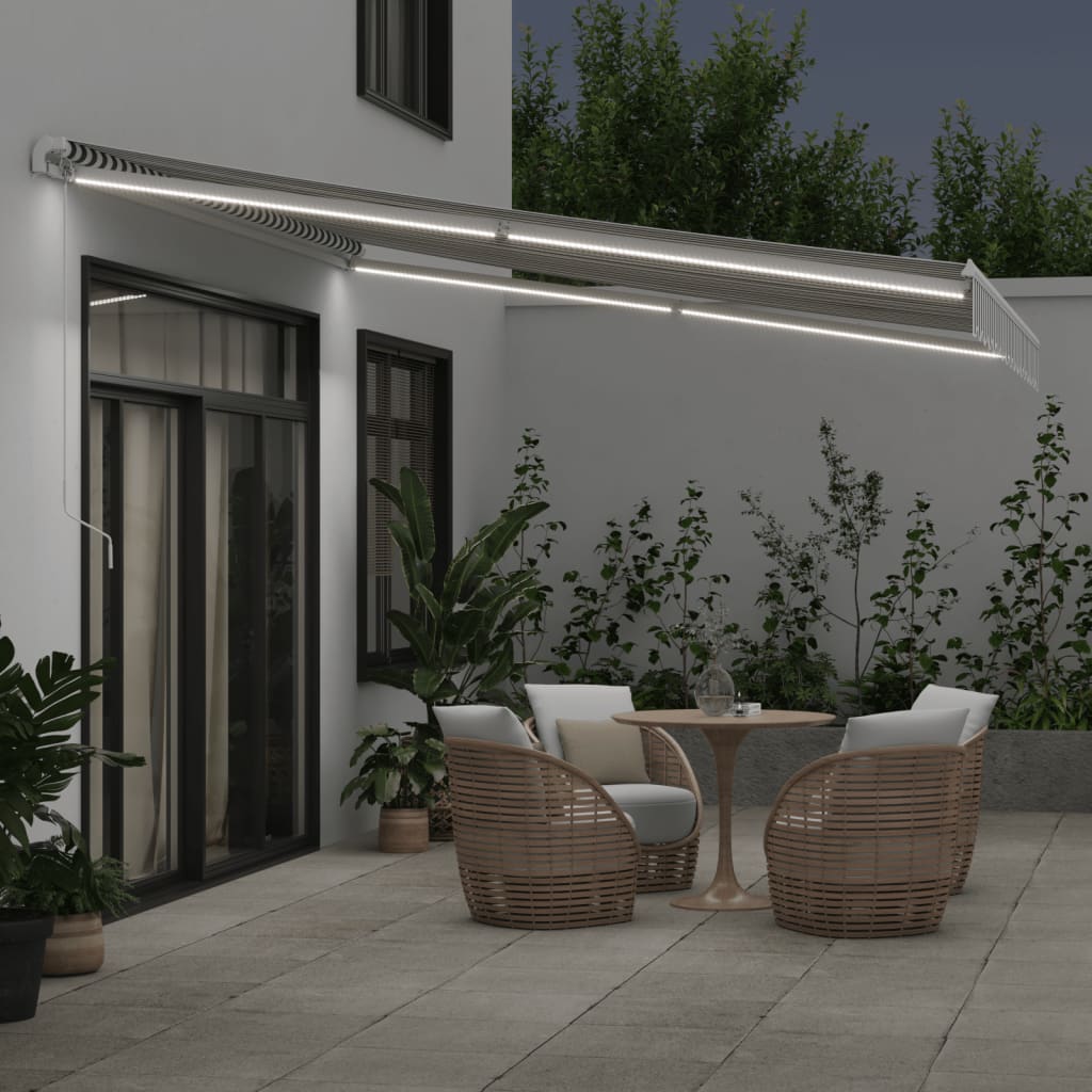 VidaXL Markise manuell ausziehbar und LED 400x350 cm Anthrazit und Weiß