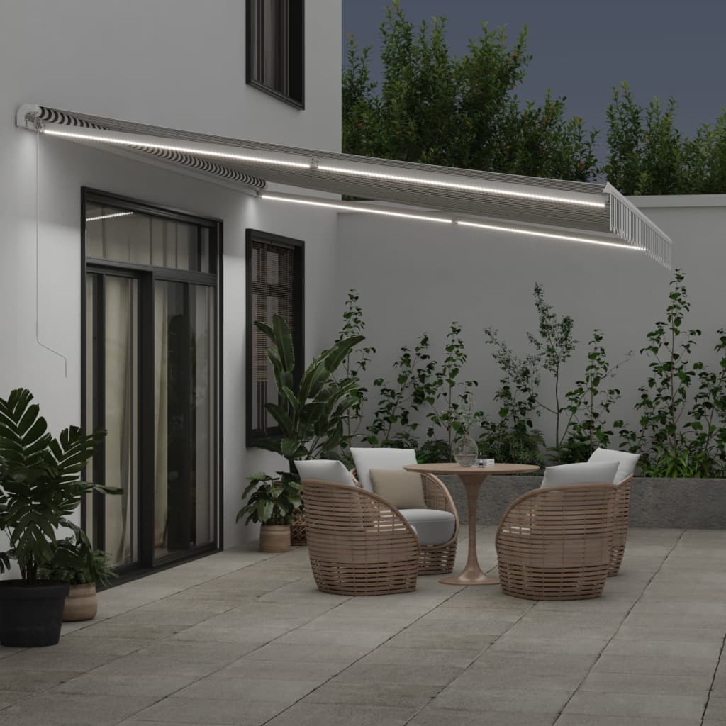 VidaXL Markise manuell ausziehbar und LED 500x350 cm Anthrazit und Weiß