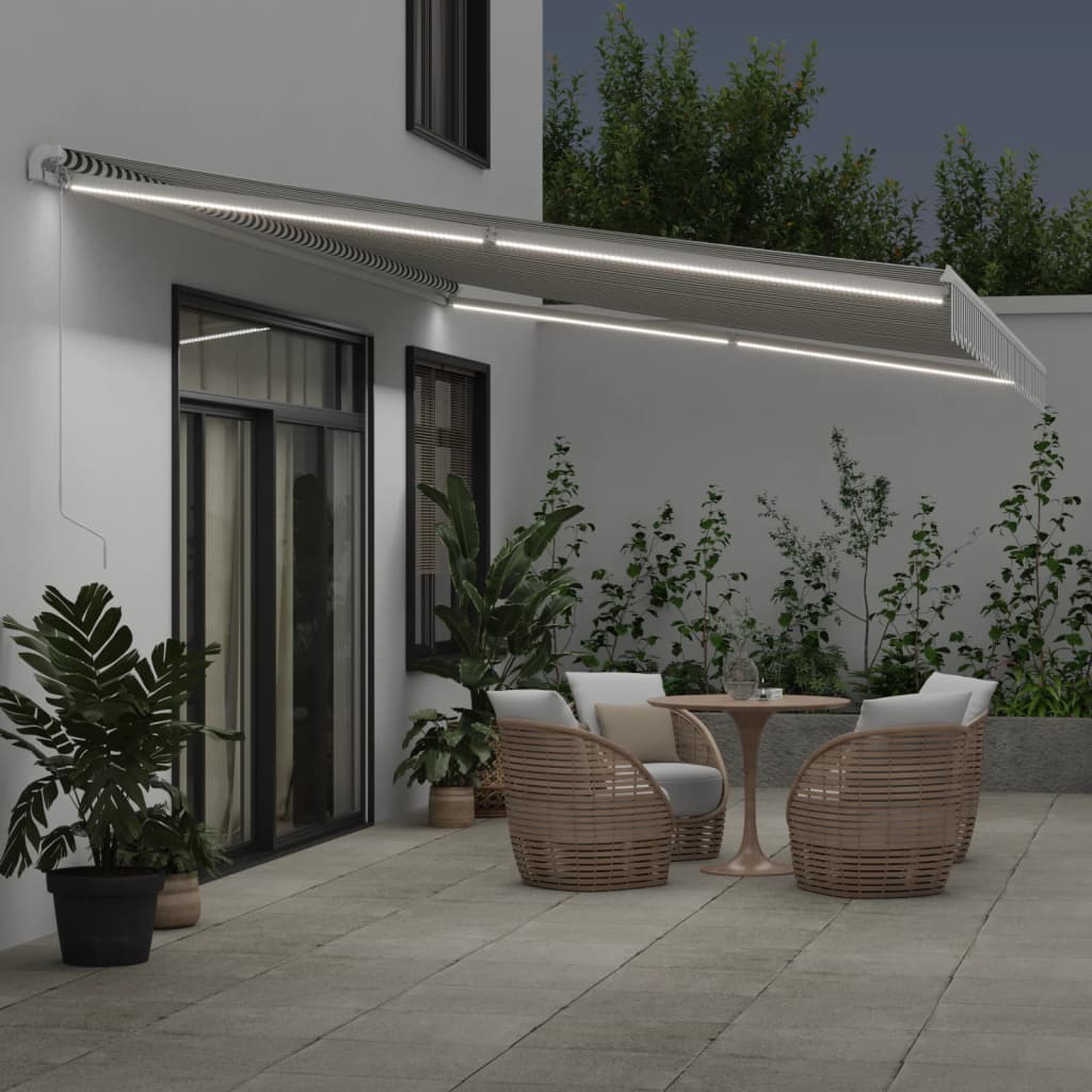 VidaXL Markise manuell ausziehbar und LED 600x350 cm Anthrazit und Weiß