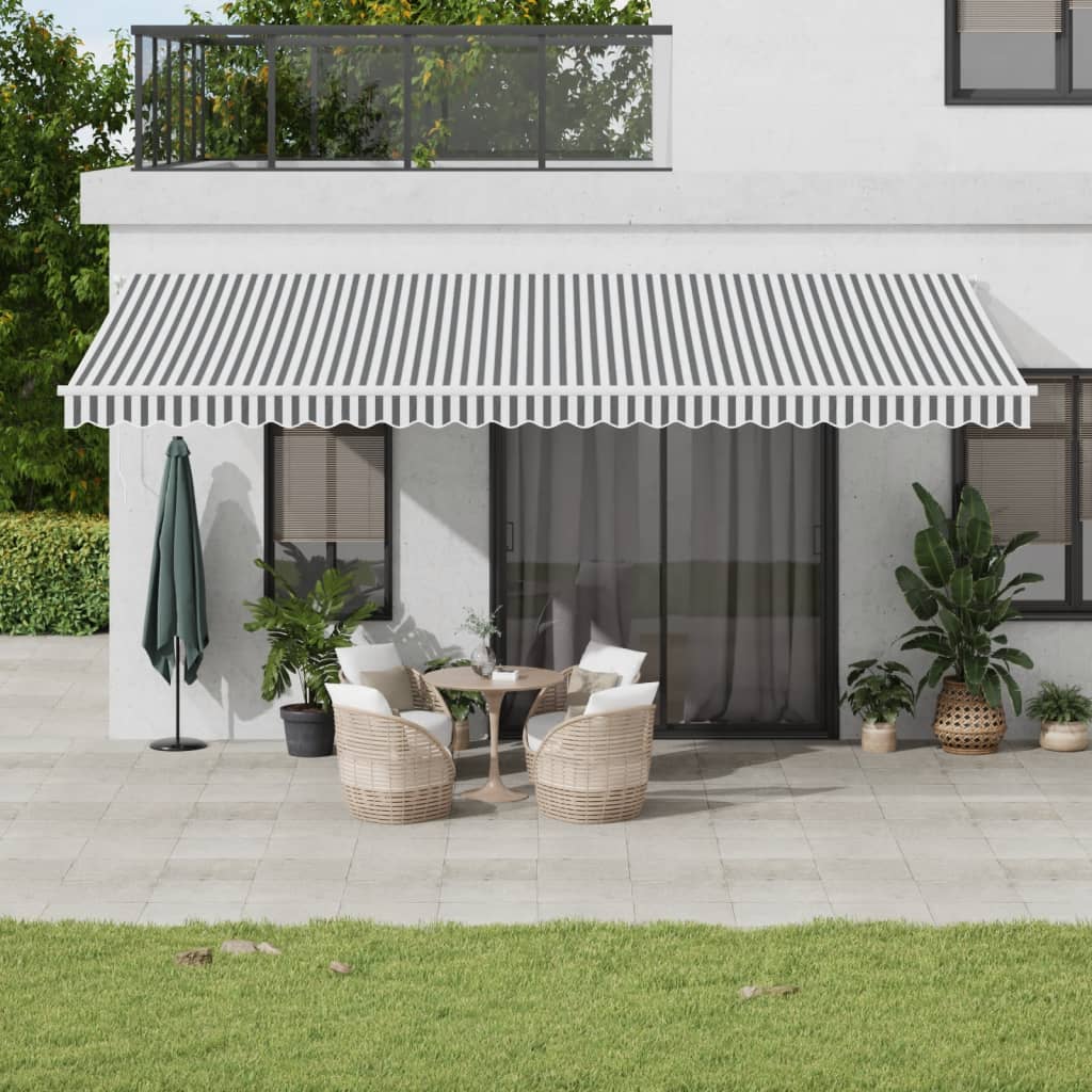 VidaXL Markise manuell ausziehbar und LED 600x350 cm Anthrazit und Weiß