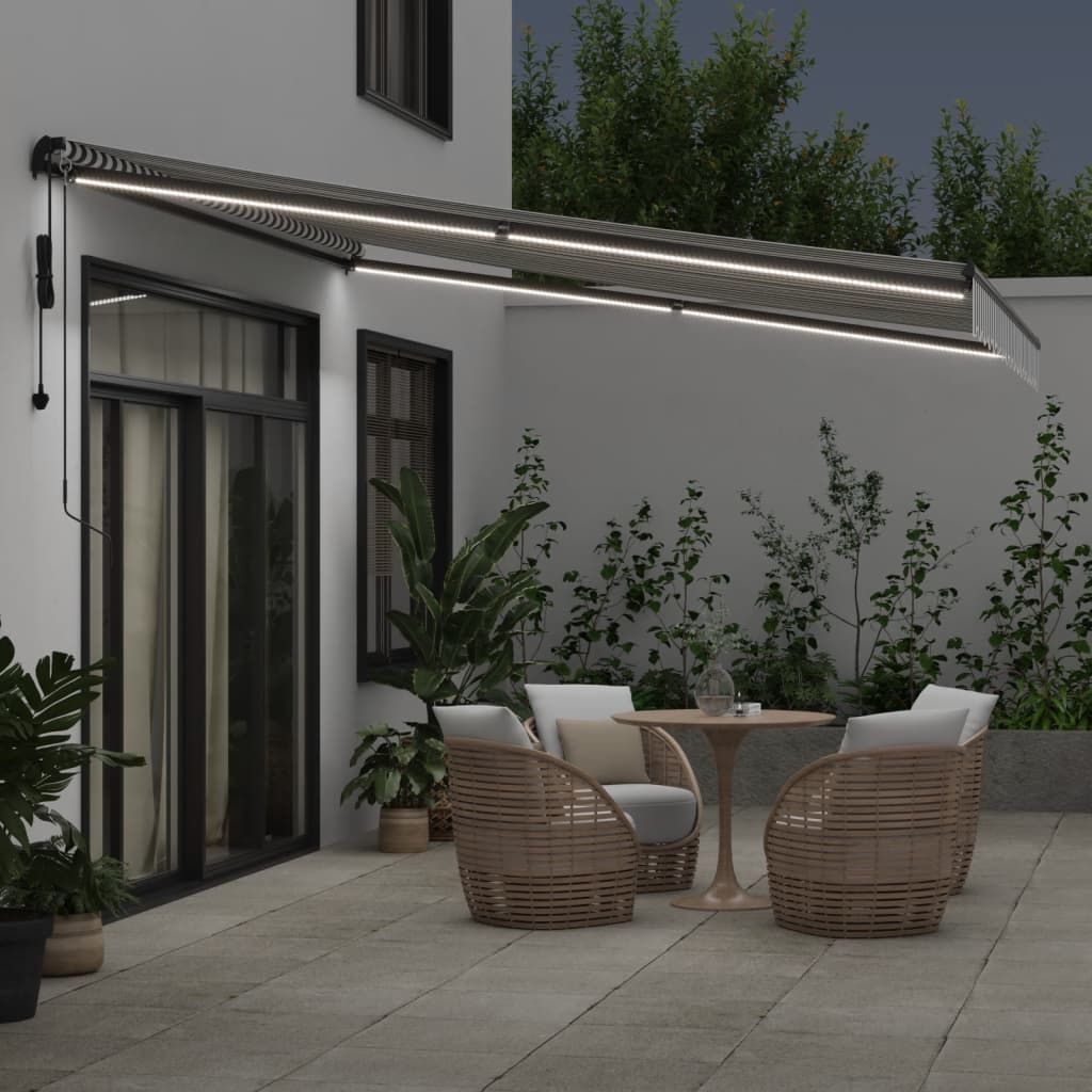 VidaXL Markise automatisch ausziehbar LED 400x350 cm Anthrazit und Weiß