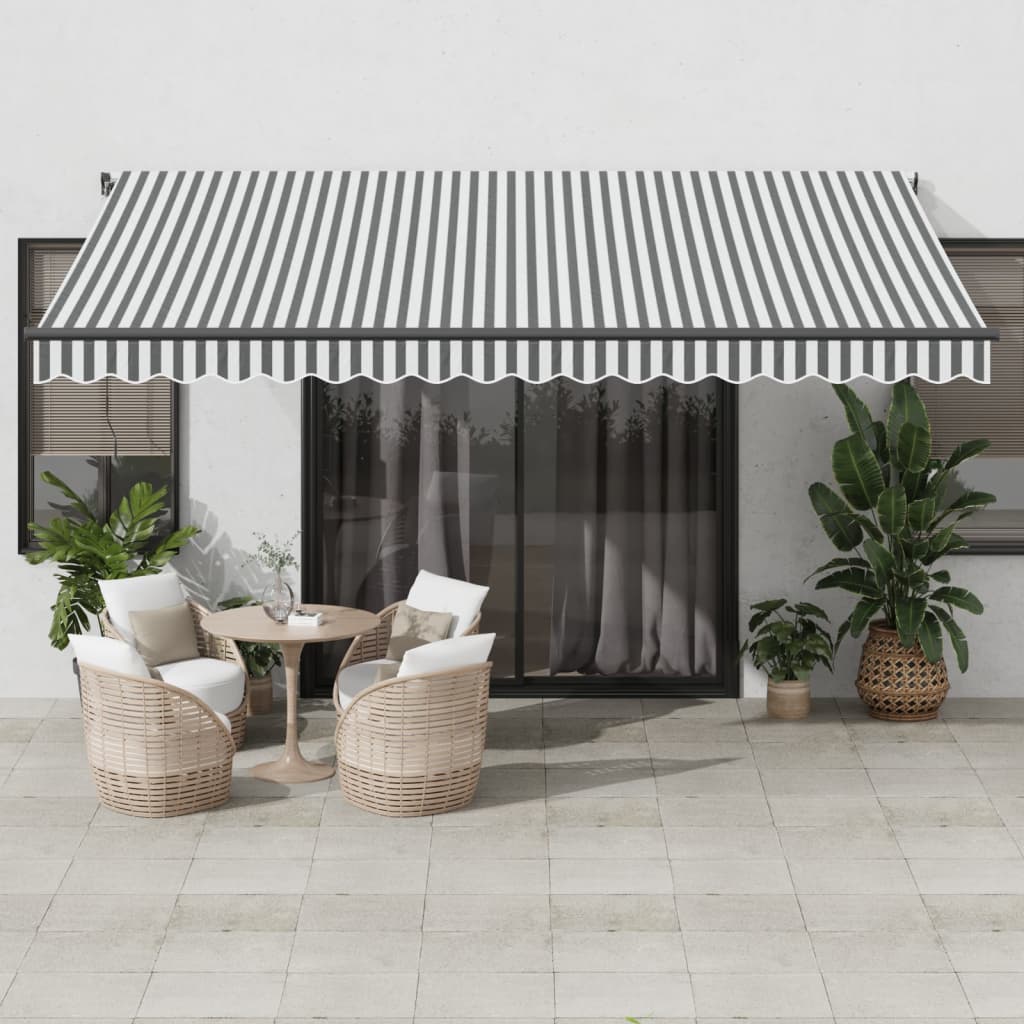 VidaXL Markise manuell ausziehbar 450x350 cm Anthrazit und Weiß