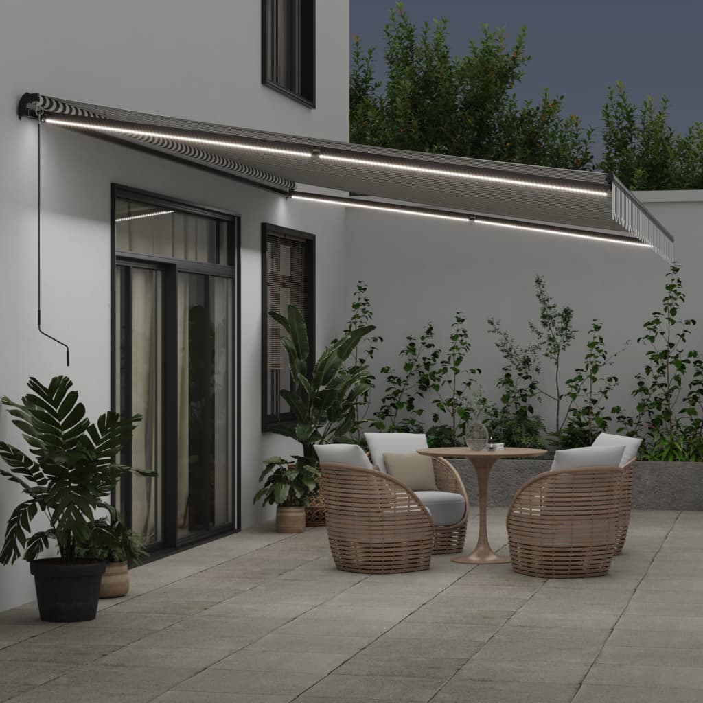 VidaXL Markise manuell ausziehbar und LED 600x350 cm Anthrazit und Weiß