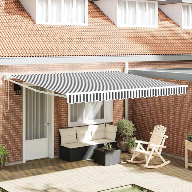 Vidaxl luifel uittrekbaar 4x3 m stof en aluminium antraciet en wit