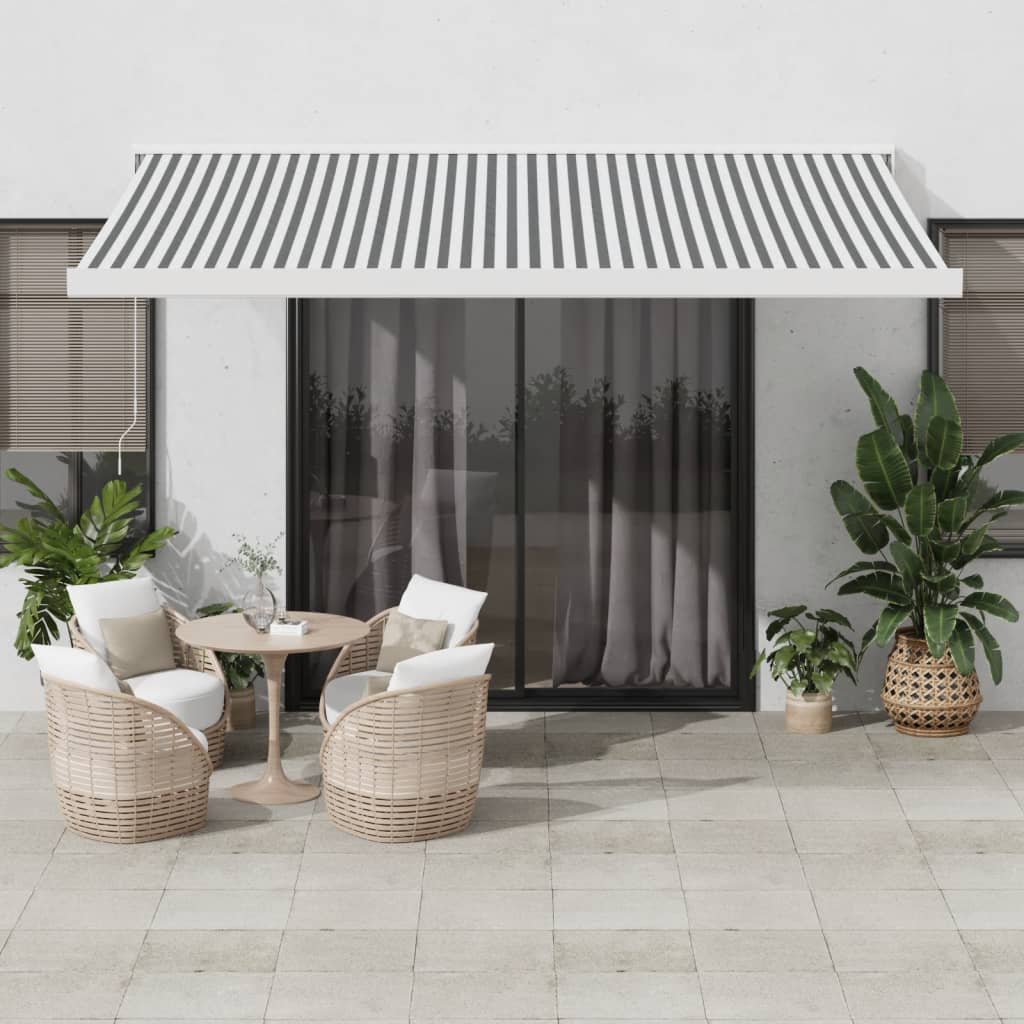 VidaXL Ausziehbare Markise 4x3 m Stoff und Aluminium Anthrazit und Weiß