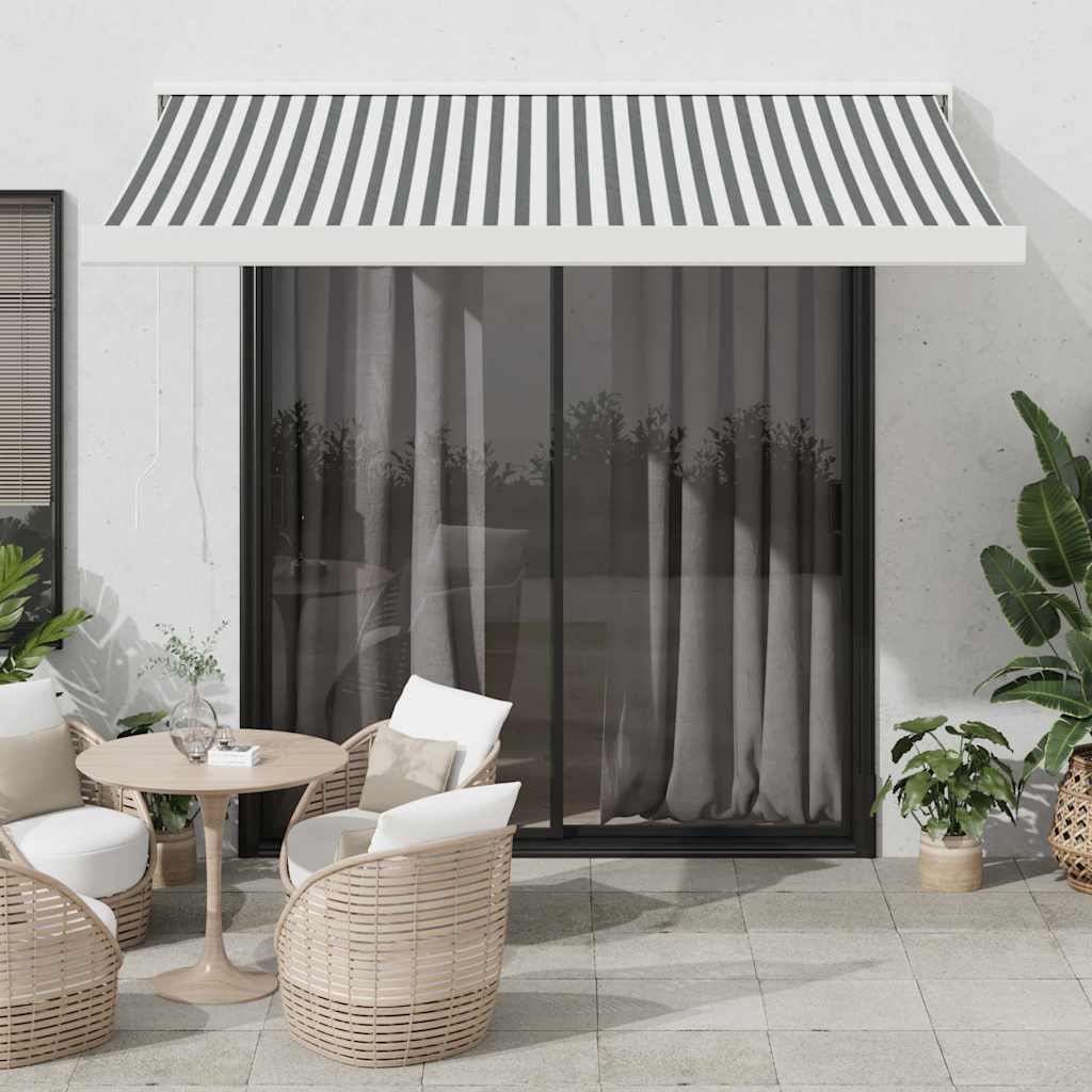 VidaXL Ausziehbare Markise 3x2,5 m Stoff und Aluminium Anthrazit und Weiß