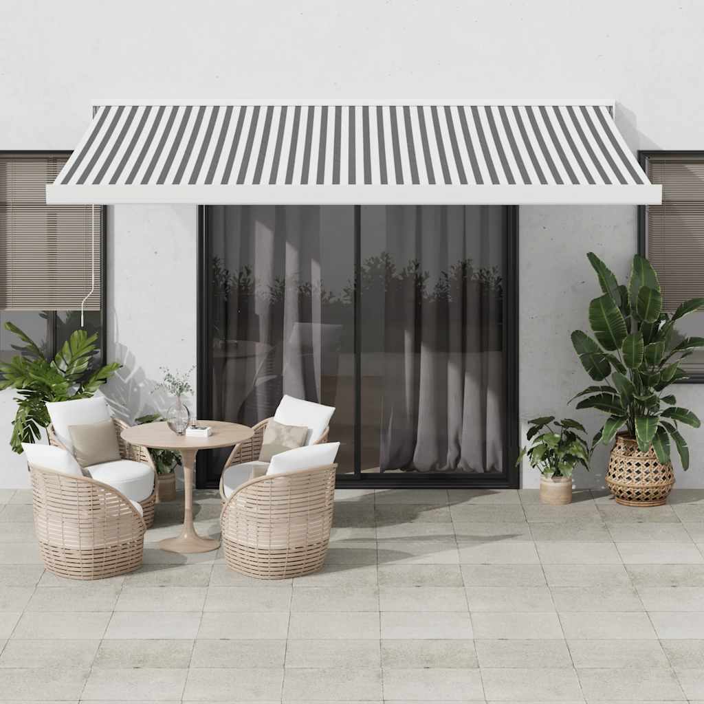 VidaXL Ausziehbare Markise 4x3 m Stoff und Aluminium Anthrazit und Weiß