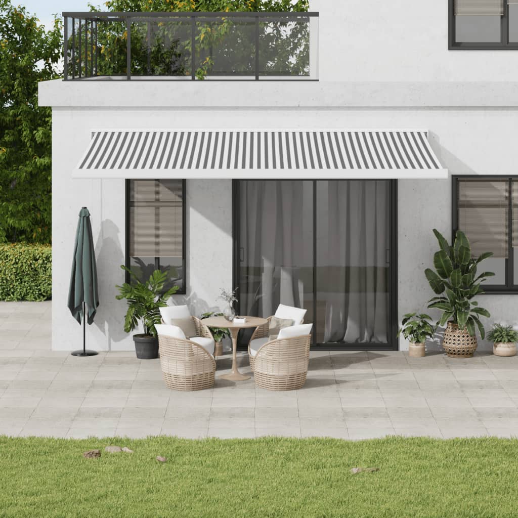 VidaXL Ausziehbare Markise 5x3 m Stoff und Aluminium Anthrazit und Weiß