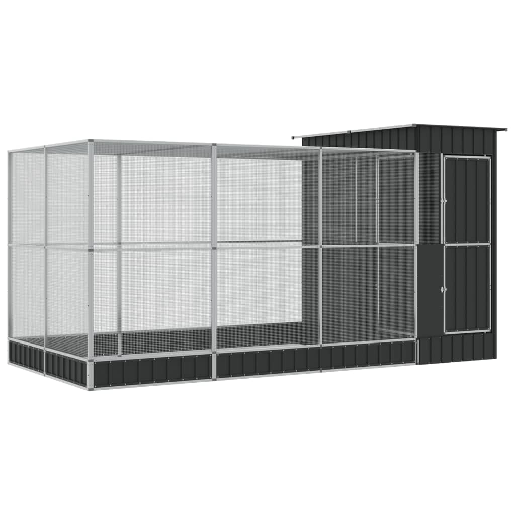 VidaXL Voliere mit Erweiterung 416x203x216 cm Stahl Silber