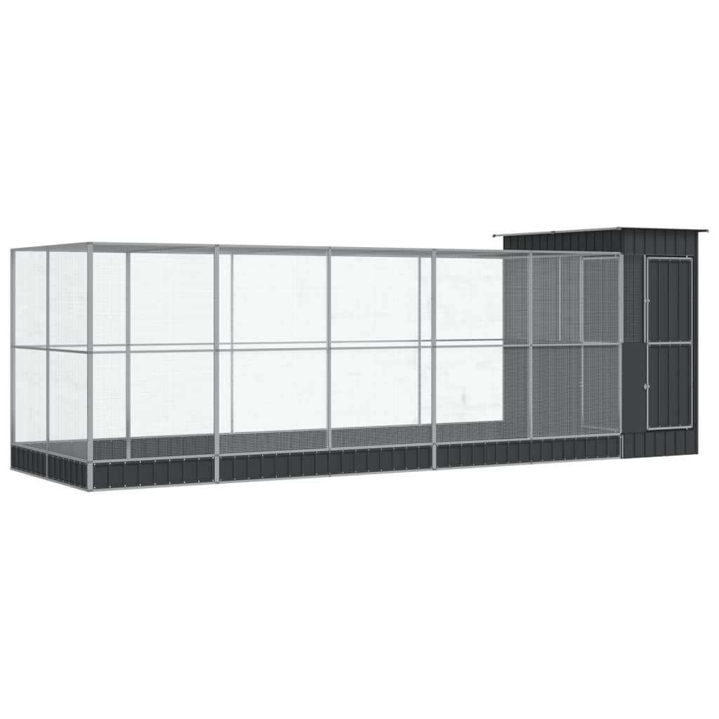 VidaXL Voliere mit Erweiterung 623x203x216 cm Stahl Silber
