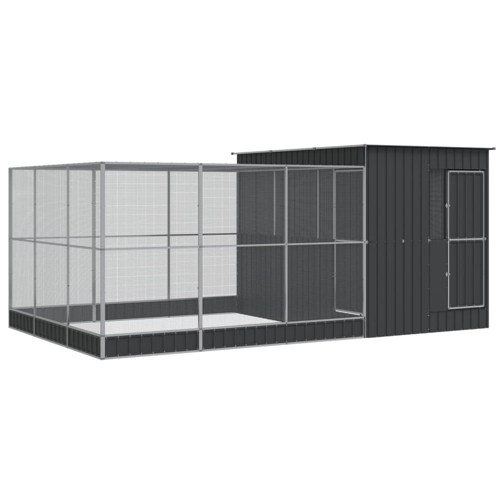 VidaXL Voliere mit Erweiterung 497x303x216 cm Stahl Silber