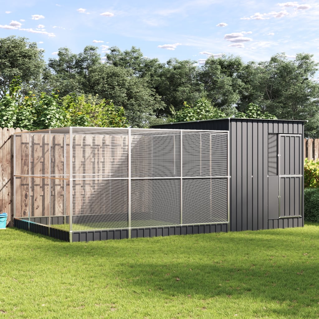 VidaXL Voliere mit Erweiterung 497x303x216 cm Stahl Silber