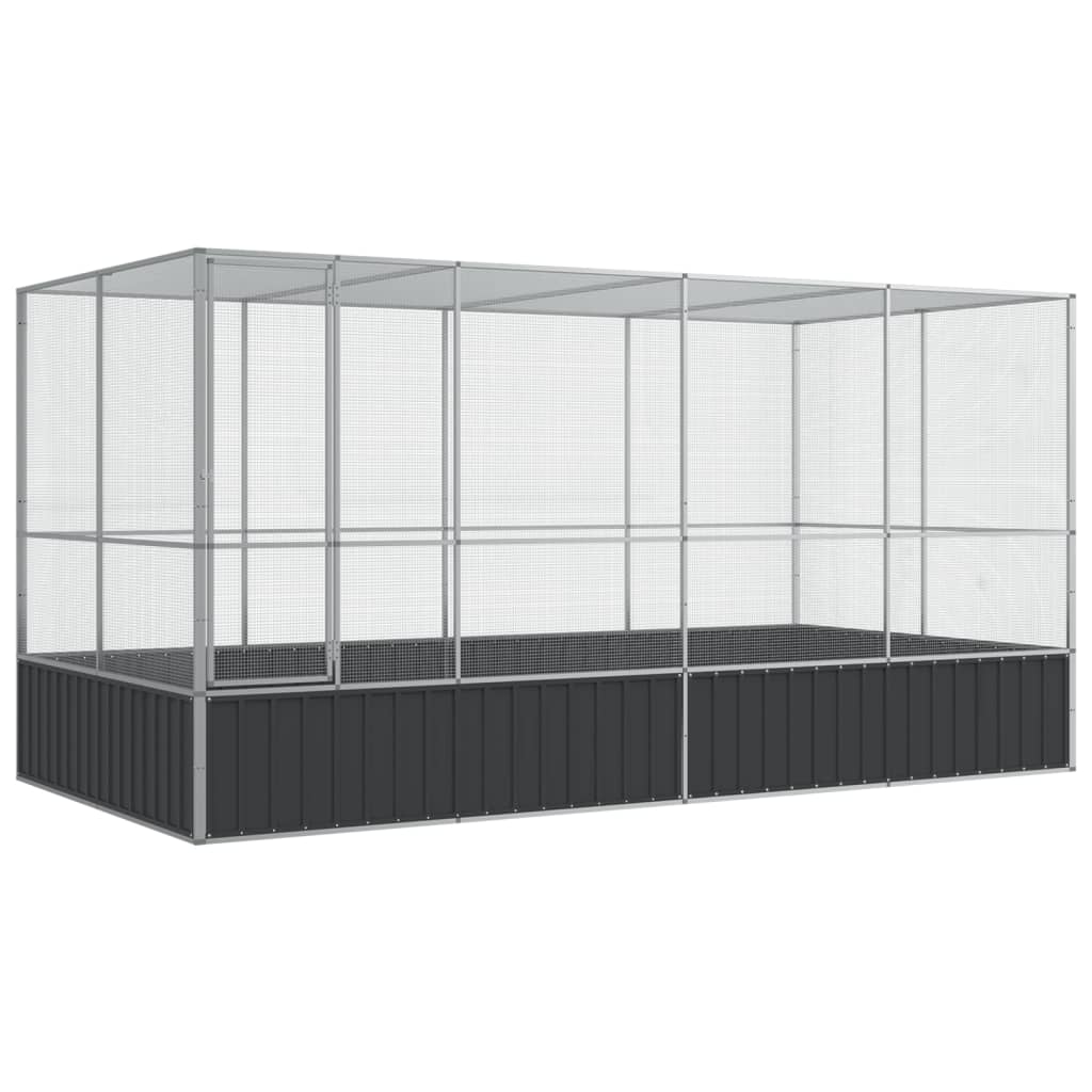VidaXL Voliere mit Anbau 418x207x212 m Stahl Silber