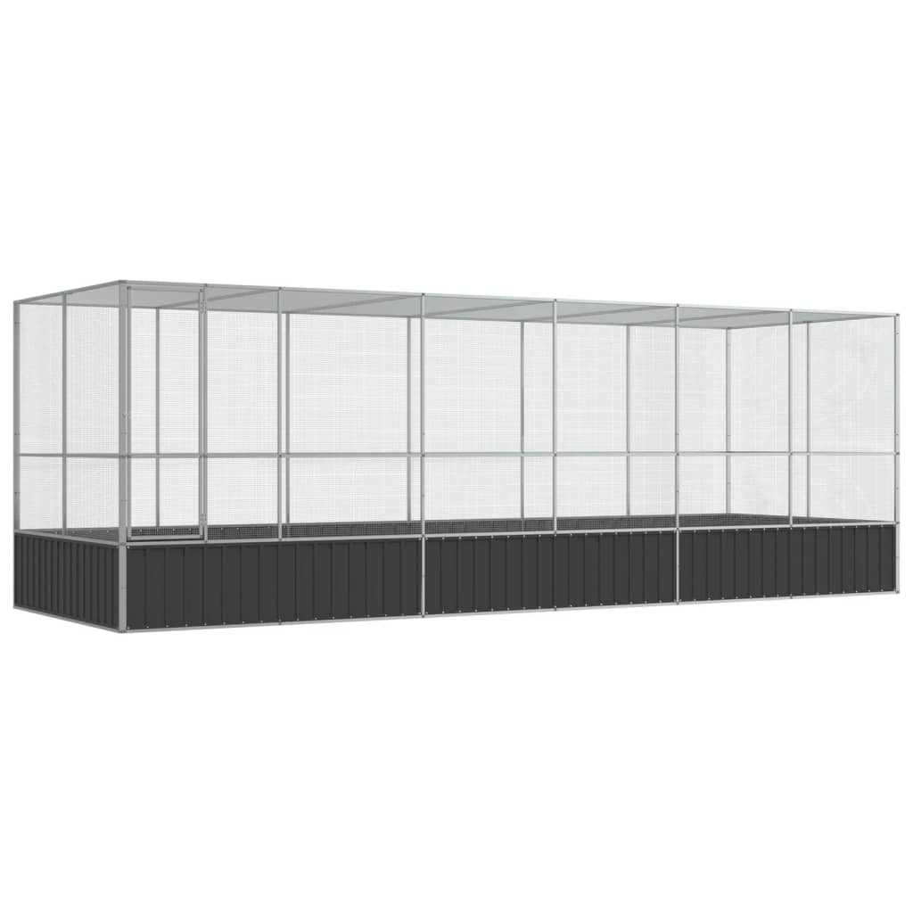VidaXL Voliere mit Anbau 625x207x212 m Stahl Silber