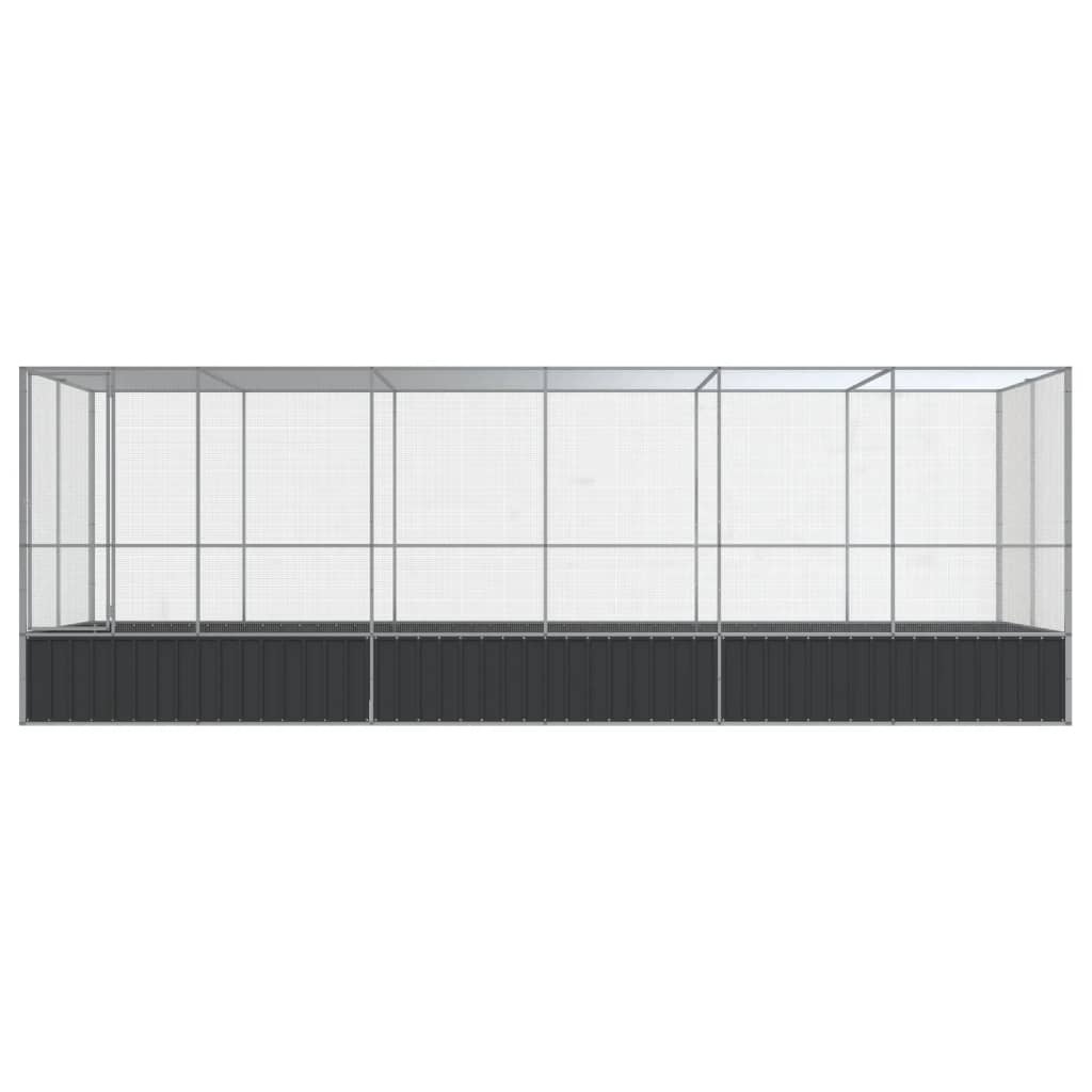 VidaXL Voliere mit Anbau 625x207x212 m Stahl Silber