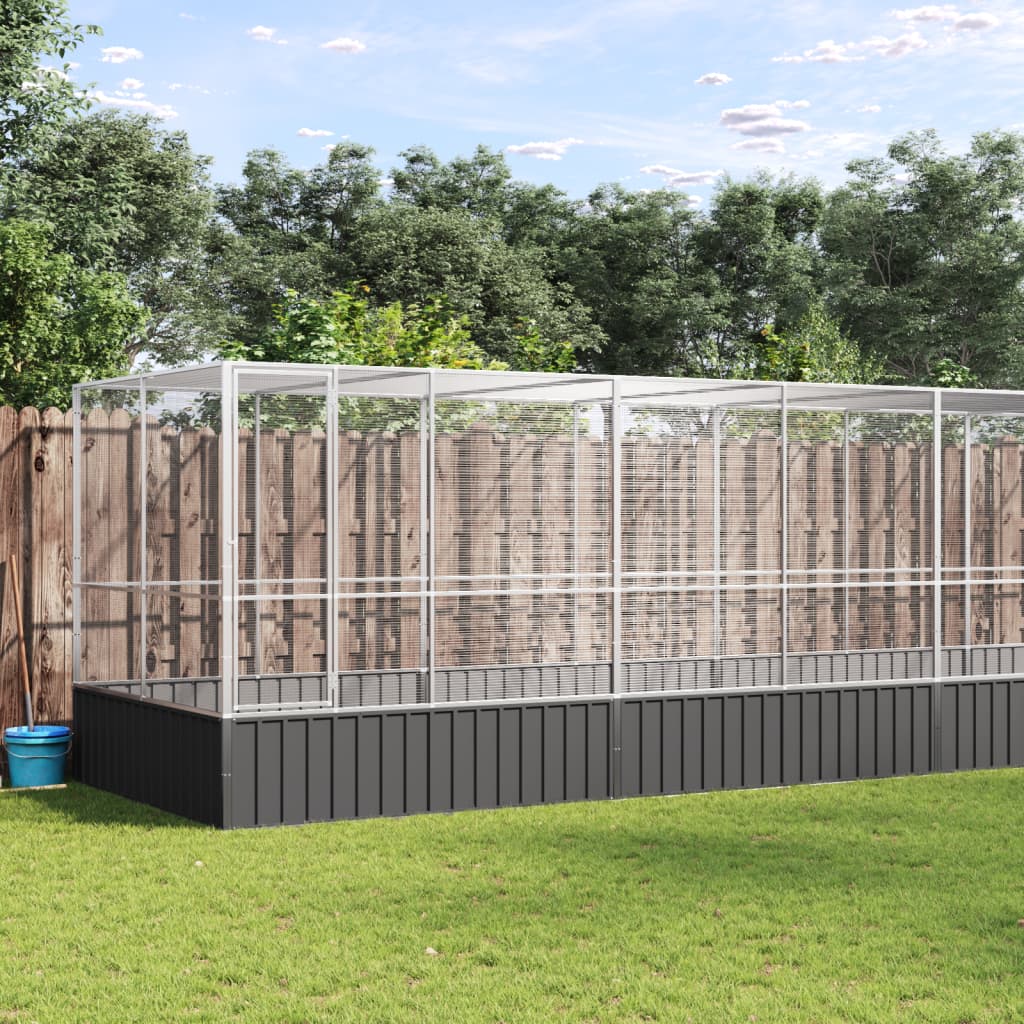 VidaXL Voliere mit Anbau 832x207x212 m Stahl Silber