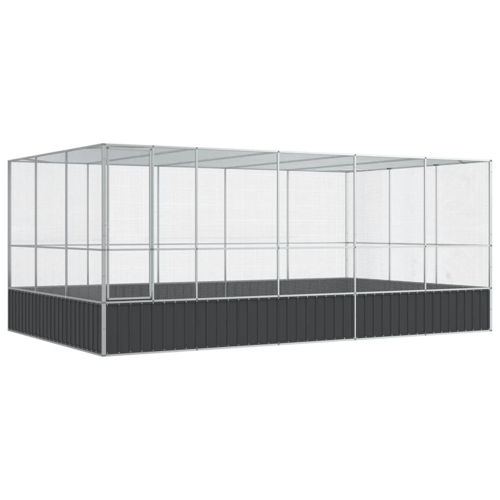 VidaXL Voliere mit Anbau 518x307x212 m Stahl Silber