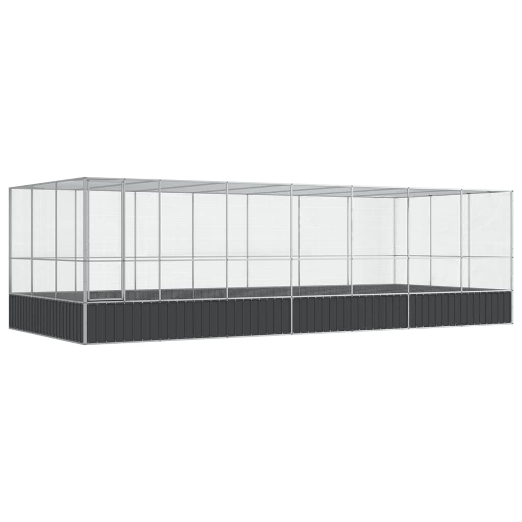 VidaXL Voliere mit Anbau 725x307x212 m Stahl Silber