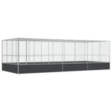 VidaXL Voliere mit Anbau 725x307x212 m Stahl Silber