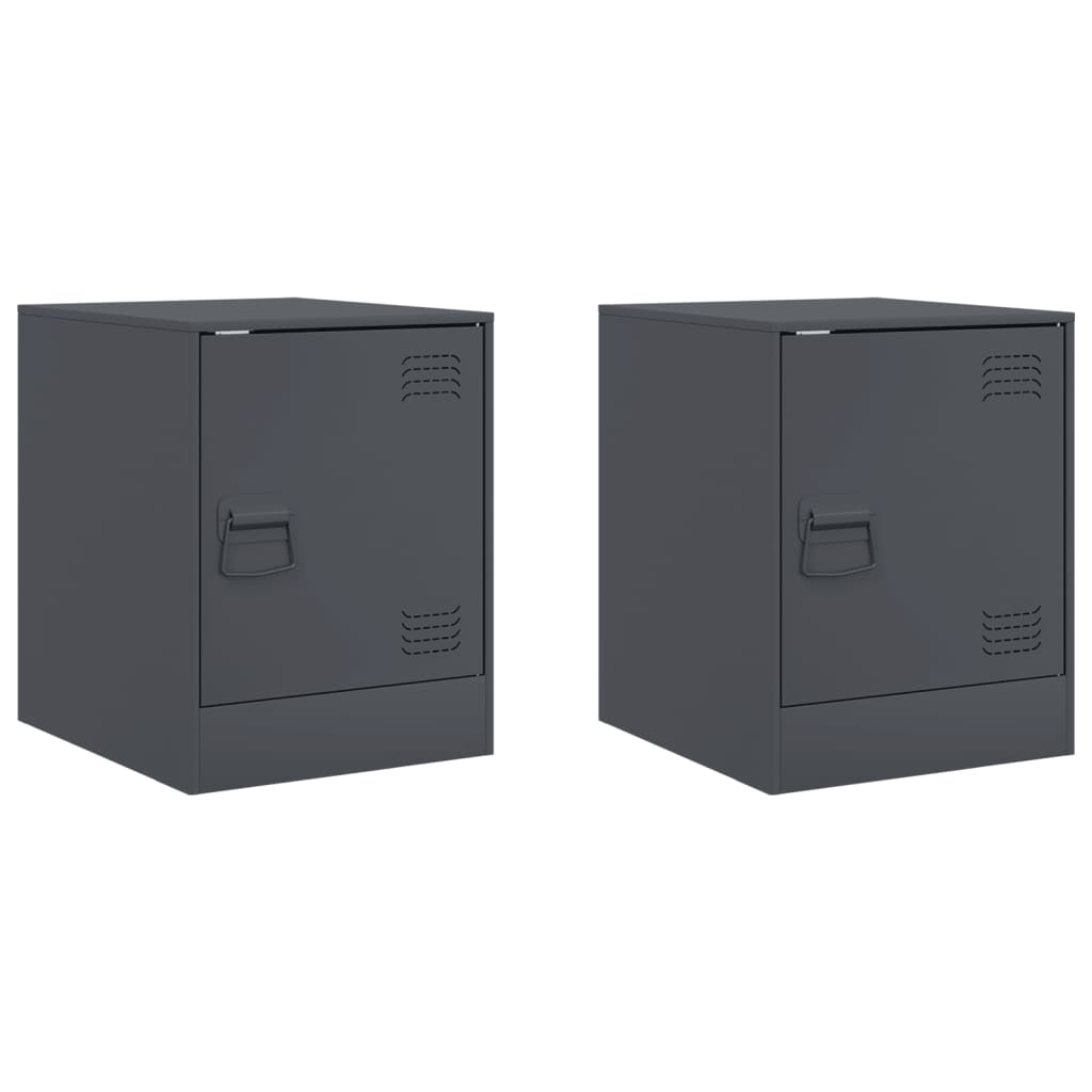 Vidaxl nachtkastjes 2 st 34,5x39x44 cm staal antracietkleurig
