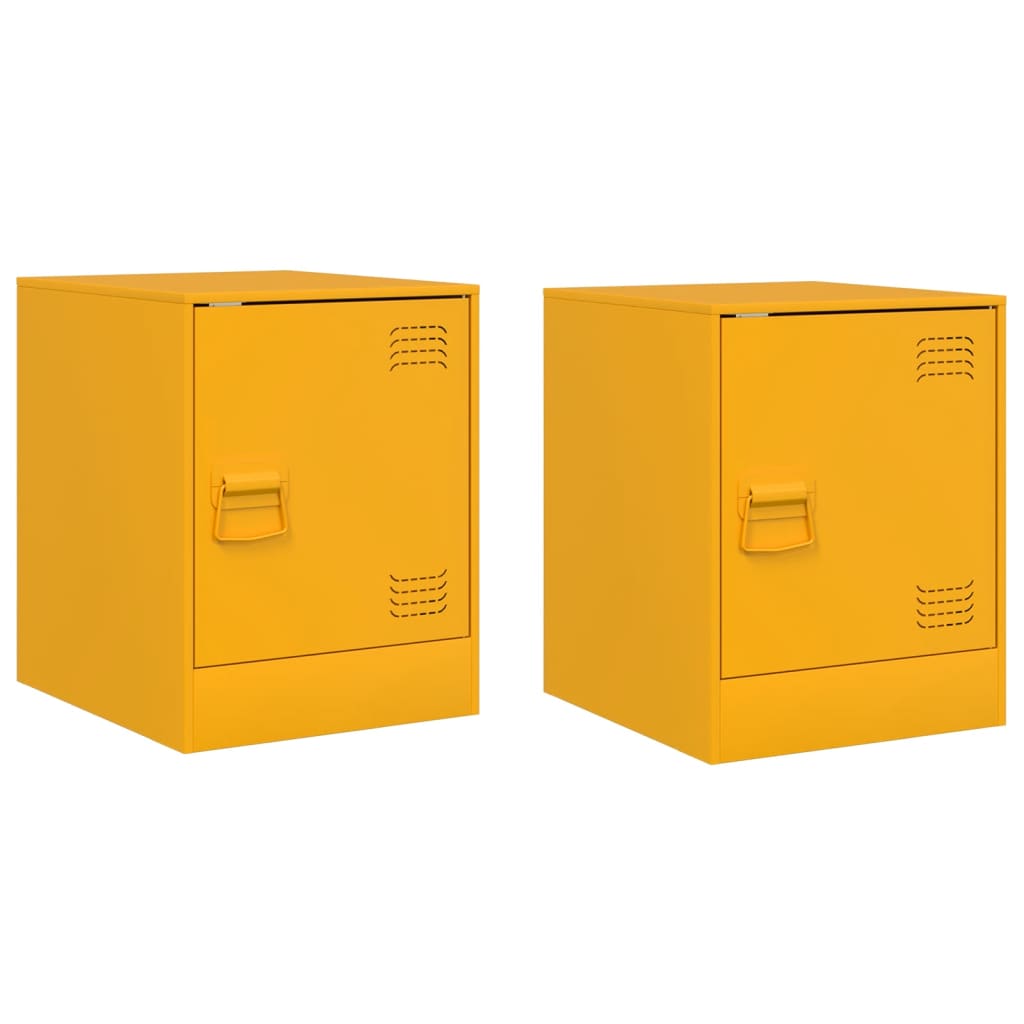 Vidaxl nachtkastjes 2 st 34,5x39x44 cm staal mosterdgeel
