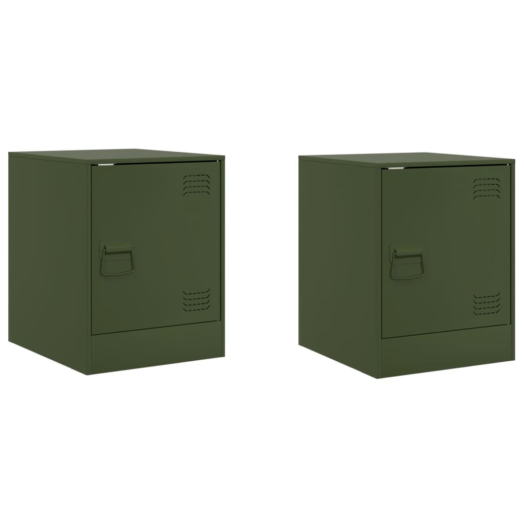 Vidaxl nachtkastjes 2 st 34,5x39x44 cm staal olijfgroen