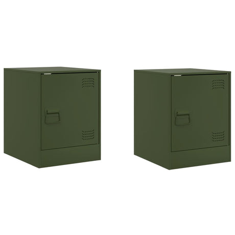 Vidaxl nachtkastjes 2 st 34,5x39x44 cm staal olijfgroen