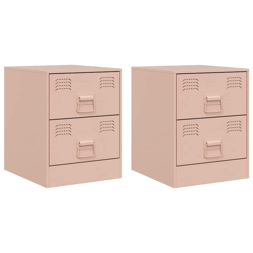 Vidaxl nachtkastjes 2 st 34,5x39x44 cm staal roze