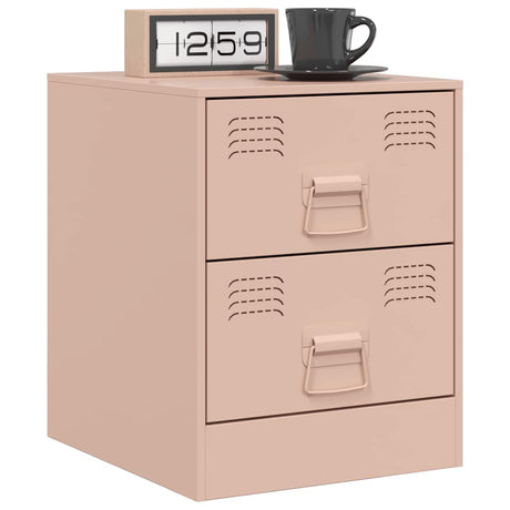 Vidaxl nachtkastjes 2 st 34,5x39x44 cm staal roze