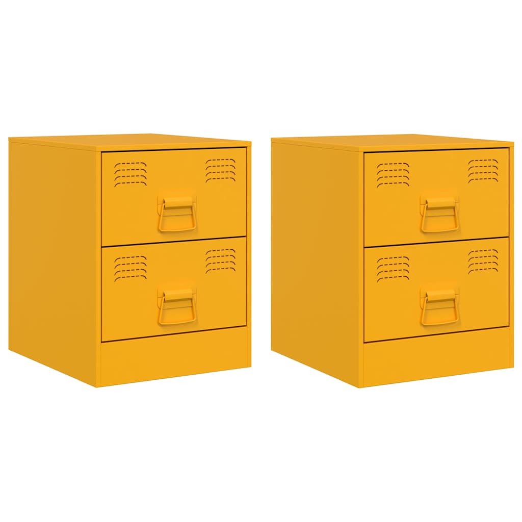 Vidaxl nachtkastjes 2 st 34,5x39x44 cm staal geel