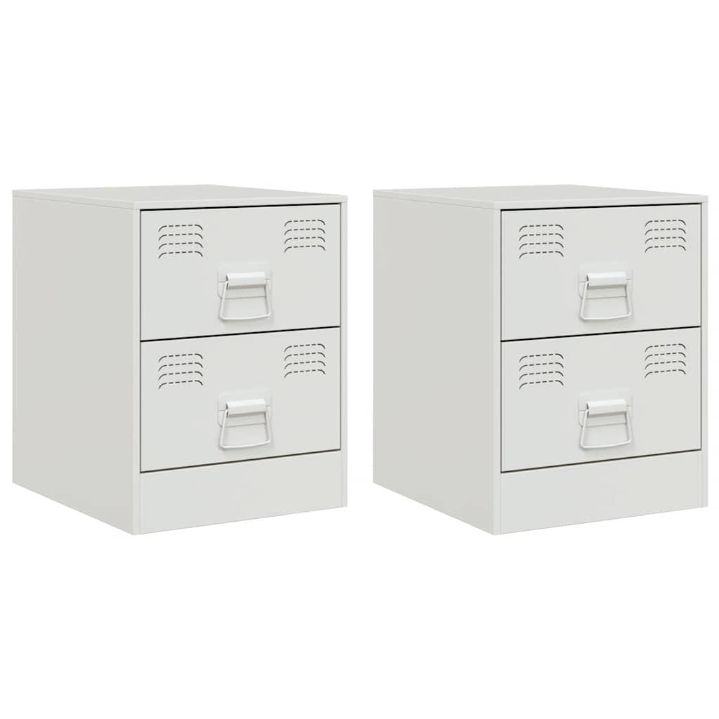 Vidaxl nachtkastjes 2 st 34,5x39x44 cm staal wit