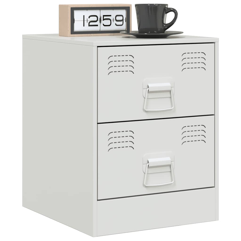 Vidaxl nachtkastjes 2 st 34,5x39x44 cm staal wit