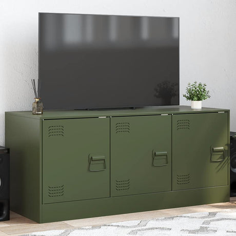Vidaxl tv-meubel 99x39x44 cm staal olijfgroen