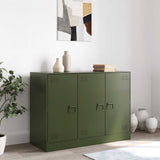 Vidaxl dressoir 99x39x73 cm staal olijfgroen