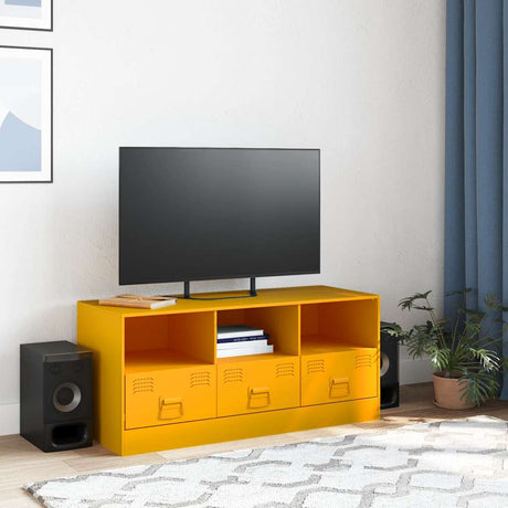 Vidaxl tv-meubel 99x39x44 cm staal mosterdgeel