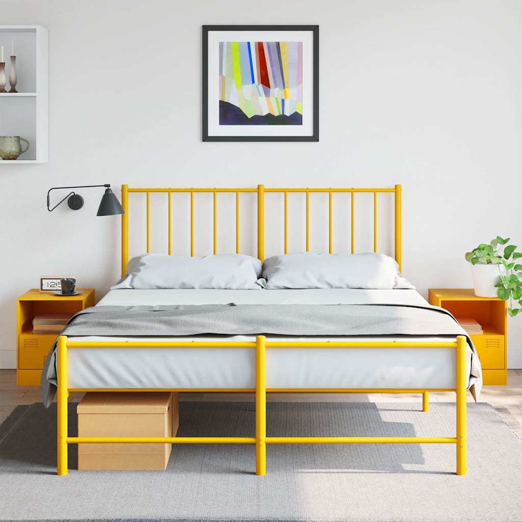 Vidaxl nachtkastjes 2 st 34,5x39x44 cm staal mosterdgeel