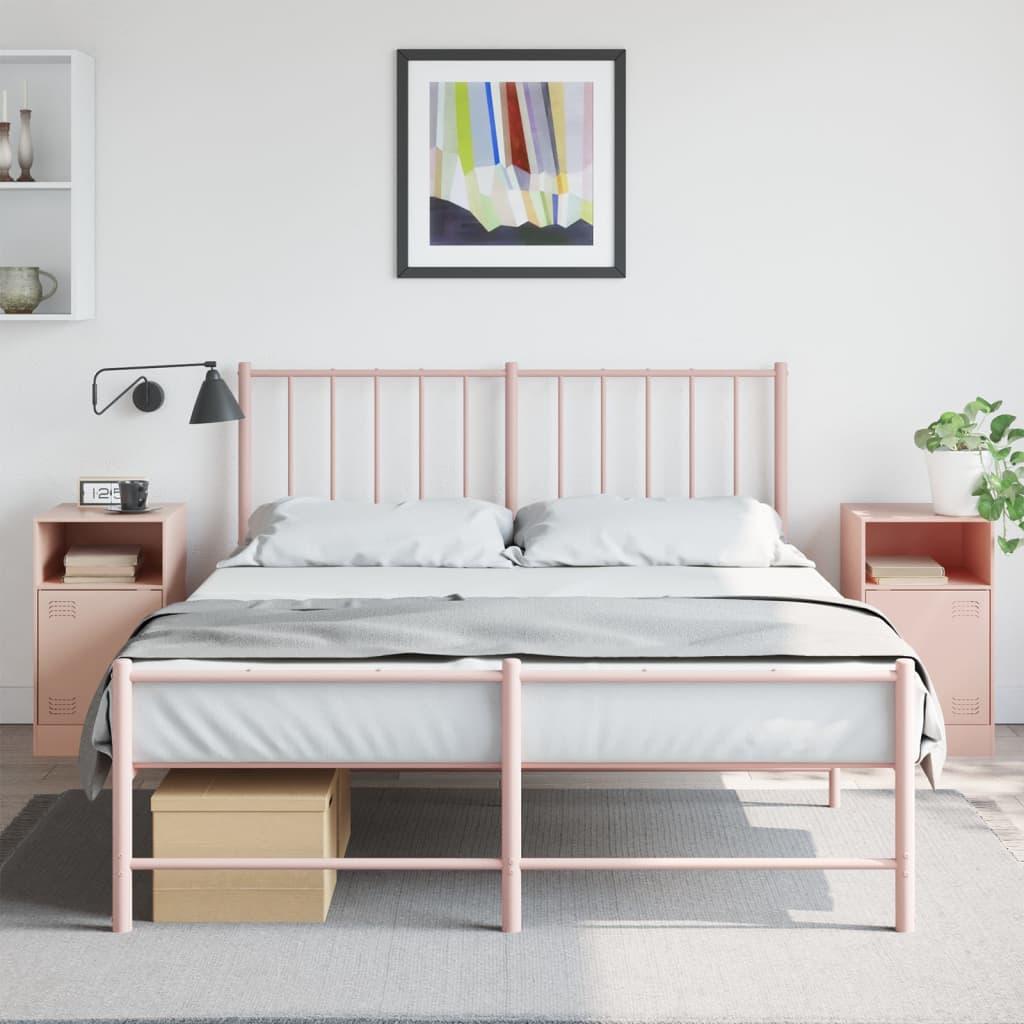 Vidaxl nachtkastjes 2 st 34,5x39x62 cm staal roze