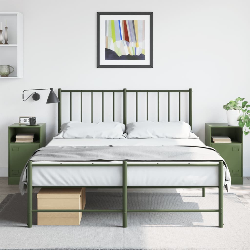 Vidaxl nachtkastjes 2 st 34,5x39x62 cm staal olijfgroen